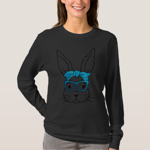 Niedliches Bunny Rabbit Face Blue Brillen Headband T-Shirt