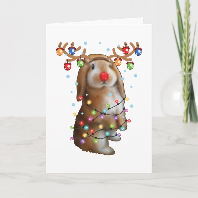 Niedliches Bunny Rabbit Funny Christmas Weihnachts Karte (Vorderseite)