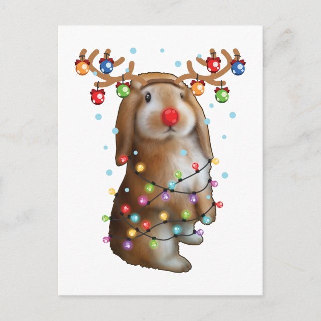 Niedliches Bunny Rabbit Funny Christmas Weihnachts Postkarte (Vorderseite)