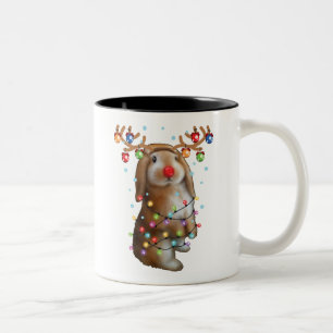 Niedliches Bunny Rabbit Funny Christmas Weihnachts Zweifarbige Tasse