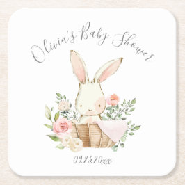 Niedliches Bunny Rabbit Girl Baby Rechteckiger Pappuntersetzer