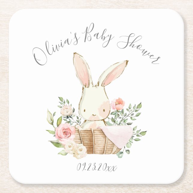 Niedliches Bunny Rabbit Girl Baby Rechteckiger Pappuntersetzer (Vorderseite)