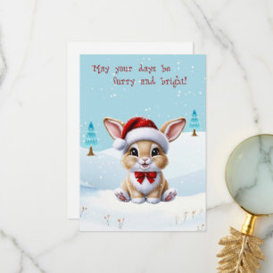 Niedliches Bunny Rabbit in Snow Weihnachtskarte Dankeskarte