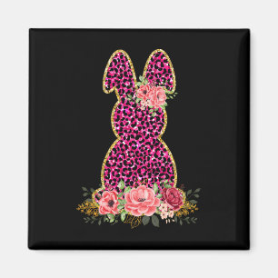 Niedliches Bunny Rabbit Pink Leopard Bunny Happy O Magnet