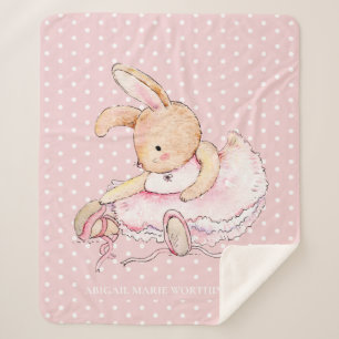 Niedliches Bunny Rabbit Pink Tutu White Polka Dots Sherpadecke