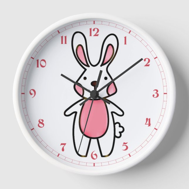 Niedliches Bunny Rabbit Uhr (Vorderseite)
