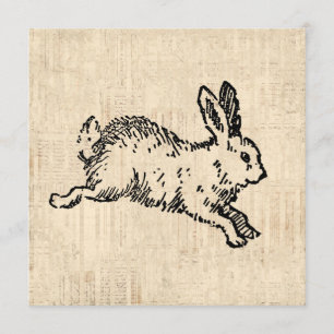 Niedliches Bunny Rabbit Vintage Illustration Einladung