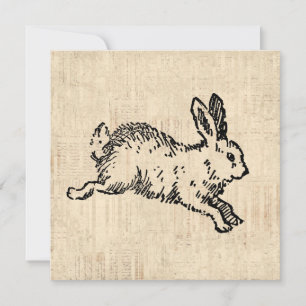 Niedliches Bunny Rabbit Vintage Illustration Karte