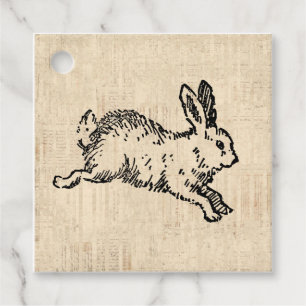 Niedliches Bunny Rabbit Vintage Illustration Scrip Geschenkanhänger