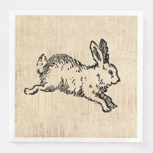 Niedliches Bunny Rabbit Vintage Illustration Serviette