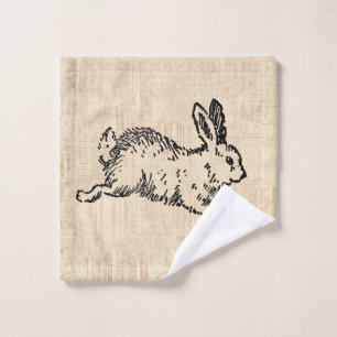 Niedliches Bunny Rabbit Vintage Illustration Waschlappen