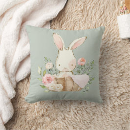 Niedliches Bunny Rabbit Watercolor Sage Green Kind Kissen