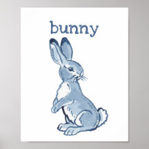 Niedliches Bunny Rabblt Blaue Wasserfarbe Tierart