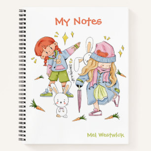 Niedliches Bunny und Girls Meine Notizen EDITABLE Notizbuch