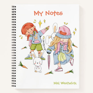 Niedliches Bunny und Girls Meine Notizen EDITABLE Notizbuch