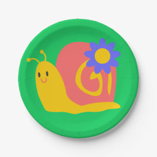 Niedliches bunter Kinderschneckendesign Pappteller