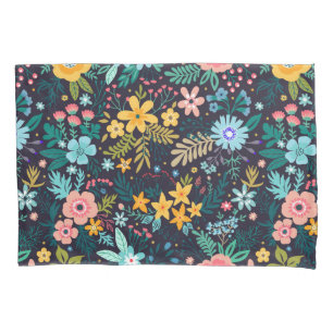 Niedliches buntes Blumenmuster Kissenbezug