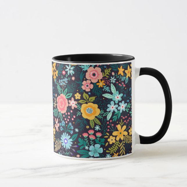 Niedliches buntes Blumenmuster Tasse (Rechts)