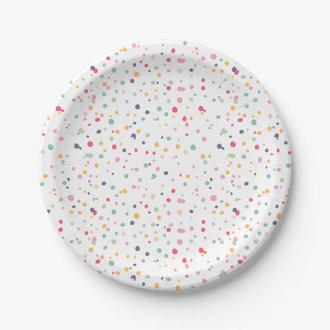 Niedliches buntes Confetti-Punkt-Muster Pappteller (Vorderseite)