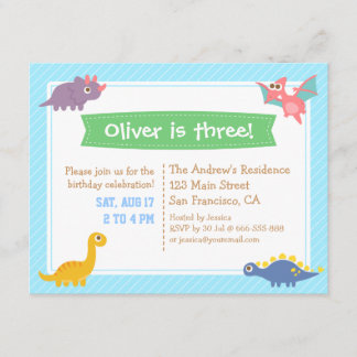 Niedliches buntes Dinosaurier-Geburtstags-Party Einladung