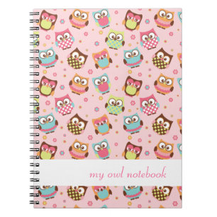 Niedliches buntes Eulen-Notizbuch (Rose) Notizblock