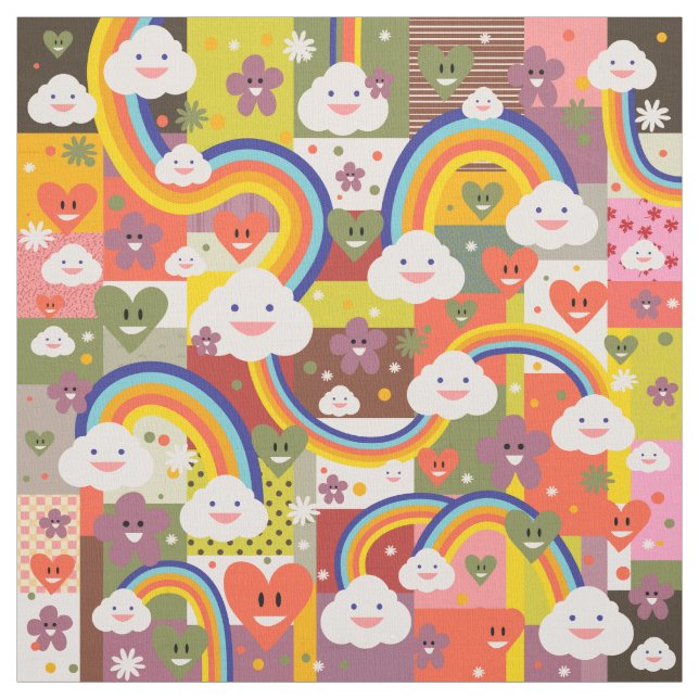 Niedliches buntes harajuku Illustrationsmuster Stoff (Muster)