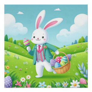 Niedliches, buntes Ostersonnensymbol Poster