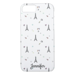 Niedliches buntes Paris-Reise-Muster mit Namen Case-Mate iPhone Hülle
