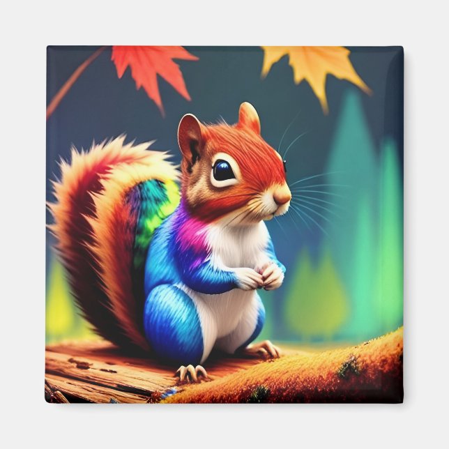 Niedliches Buntes Sitzendes Eichhörnchen-75463 Magnet (Vorne)