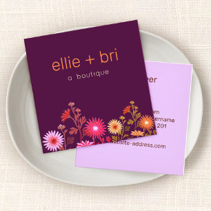 Niedliches Burgundy Floral Boho Social Media Netwo Quadratische Visitenkarte
