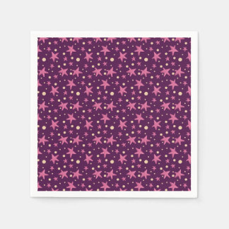 Niedliches Burgundy Pink Star Space Girl Party Serviette