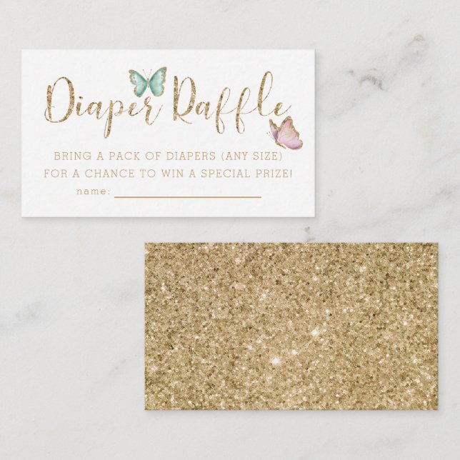 Niedliches Butterfly-Baby-Duschkabine-Windeln-Raff Begleitkarte (Vorne/Hinten)