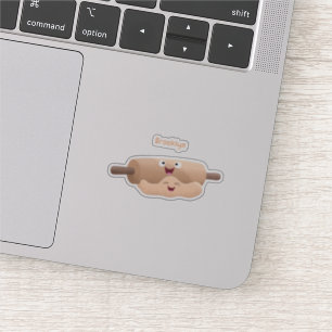 Niedliches Button und Teig Backwaren Cartoon Aufkleber