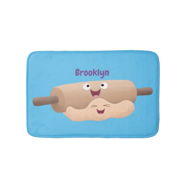 Niedliches Button und Teig Backwaren Cartoon Badematte (Vorderseite)