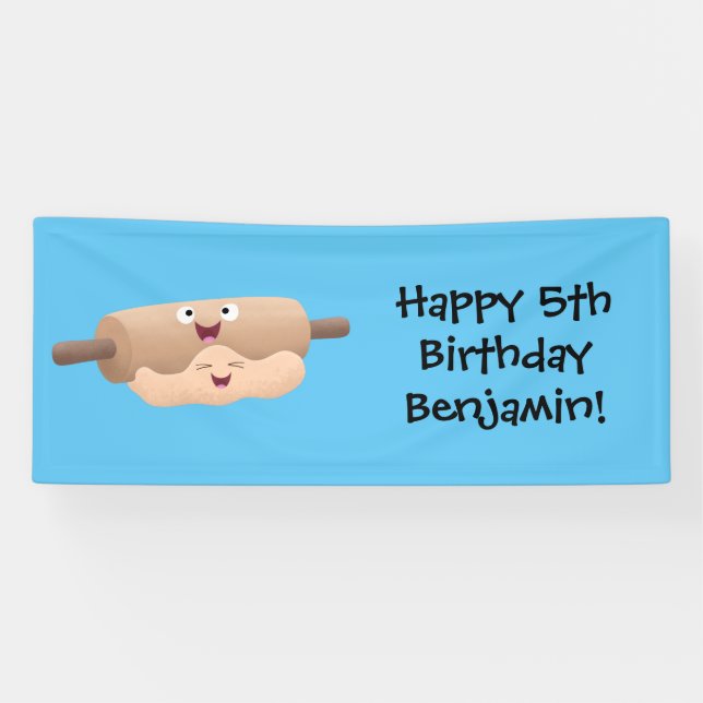 Niedliches Button und Teig Backwaren Cartoon Banner (Horizontal)
