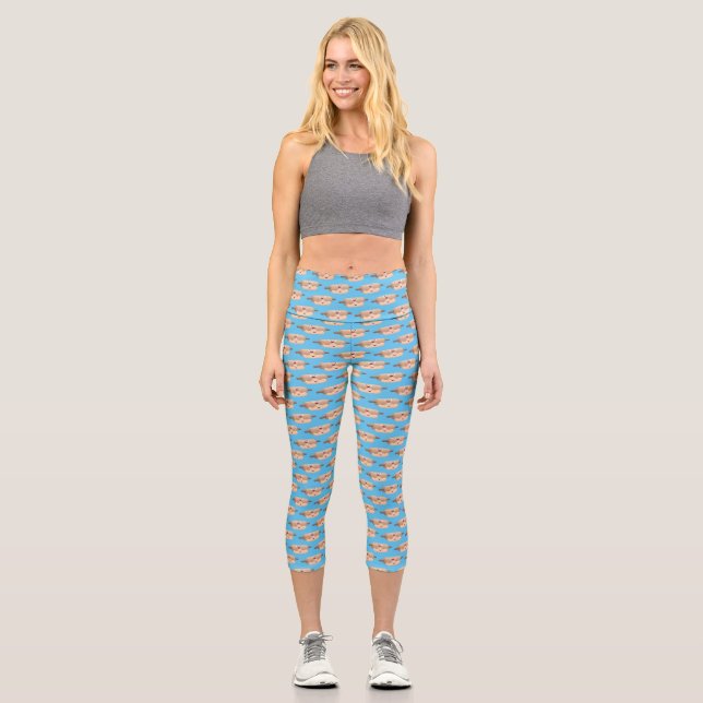 Niedliches Button und Teig Backwaren Cartoon Capri Leggings (Vorderseite)