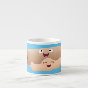 Niedliches Button und Teig Backwaren Cartoon Espressotasse