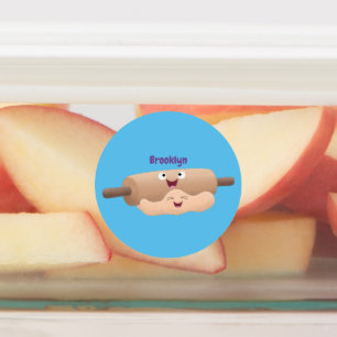 Niedliches Button und Teig Backwaren Cartoon Etiketten