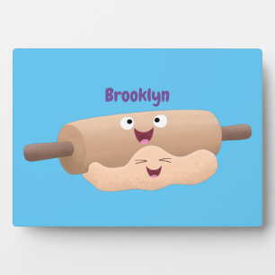 Niedliches Button und Teig Backwaren Cartoon Fotoplatte