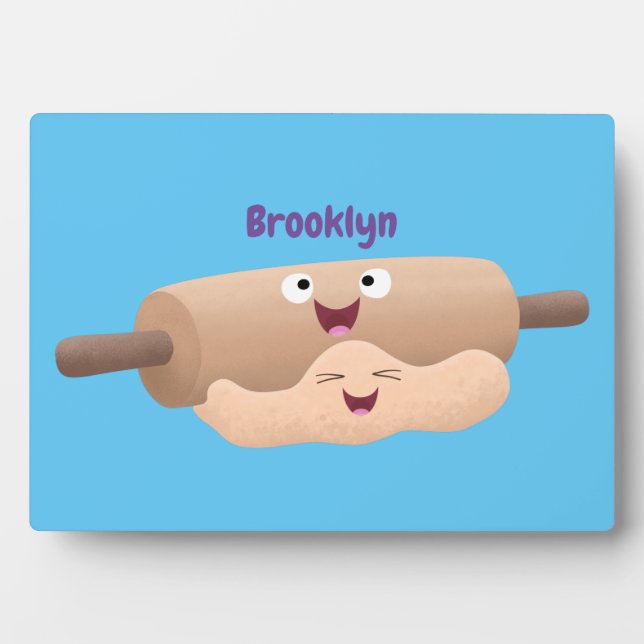 Niedliches Button und Teig Backwaren Cartoon Fotoplatte (Vorderseite)