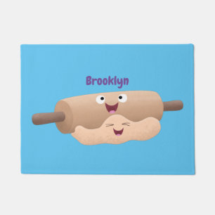 Niedliches Button und Teig Backwaren Cartoon Fußmatte