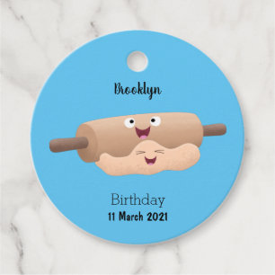 Niedliches Button und Teig Backwaren Cartoon Geschenkanhänger