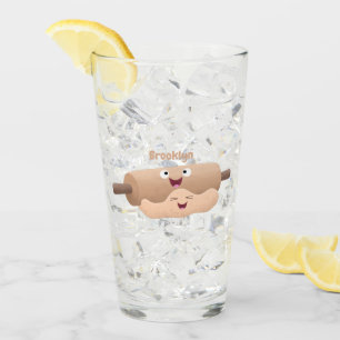 Niedliches Button und Teig Backwaren Cartoon Glas