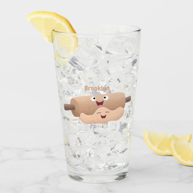 Niedliches Button und Teig Backwaren Cartoon Glas (Vorderseite Ice)