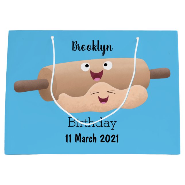 Niedliches Button und Teig Backwaren Cartoon Große Geschenktüte (Vorderseite)