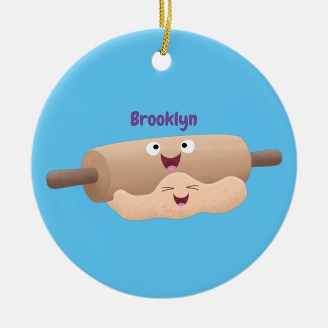 Niedliches Button und Teig Backwaren Cartoon Keramik Ornament (Vorne)