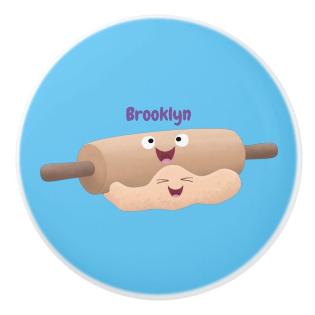 Niedliches Button und Teig Backwaren Cartoon Keramikknauf (Vorderseite)