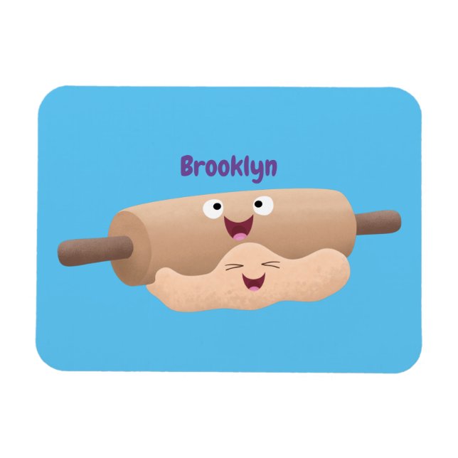 Niedliches Button und Teig Backwaren Cartoon Magnet (Horizontal)