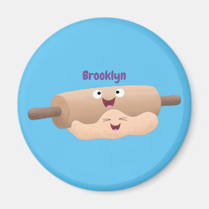 Niedliches Button und Teig Backwaren Cartoon Magnet