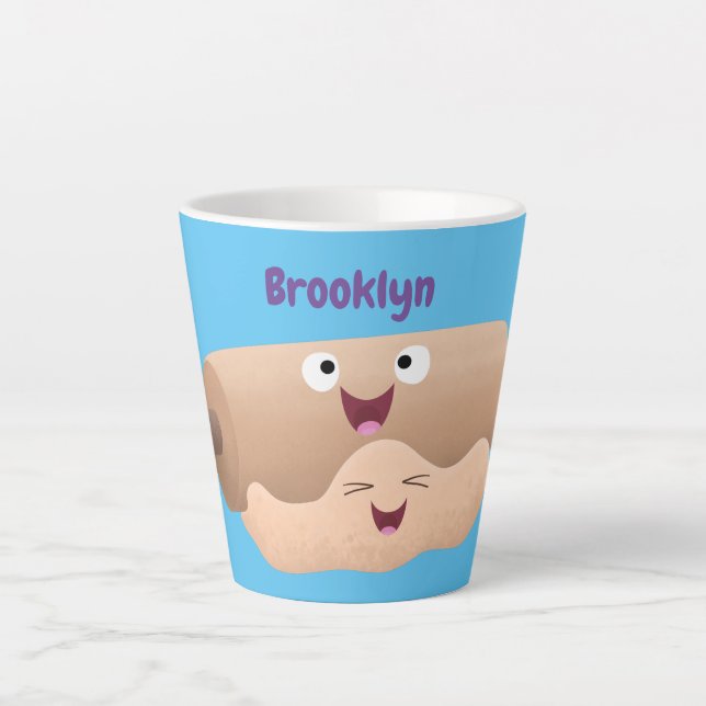 Niedliches Button und Teig Backwaren Cartoon Milchtasse (Vorderseite)